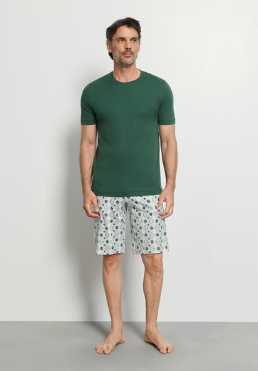 Night And Day Crew Neck Cotton Short Pajama Set | Floral Minimal 79267-1234